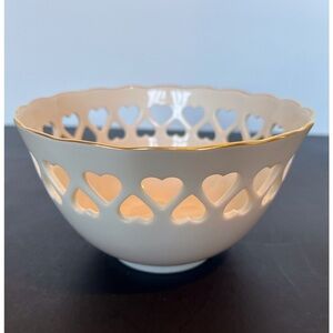 Lenox Ivory China Heart Bowl with Embossed Roses